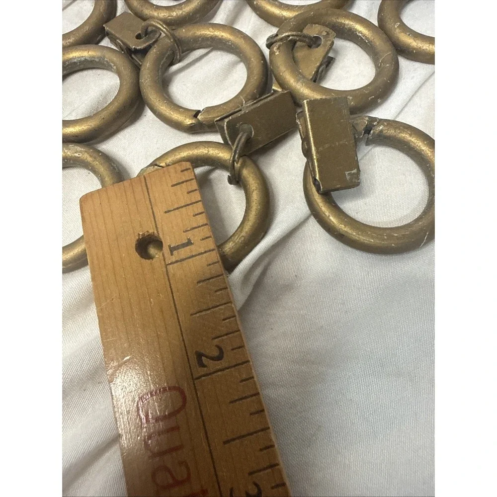 24 Antique VTG Brass Curtain Rod Rings Clips Hardware Decor Indoor Outdoor Hang